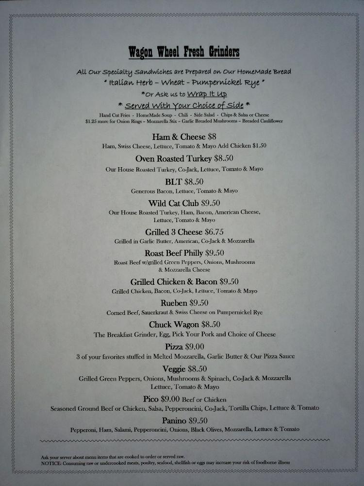 Menu at Wagon Wheel Express llc pub & bar, Croswell