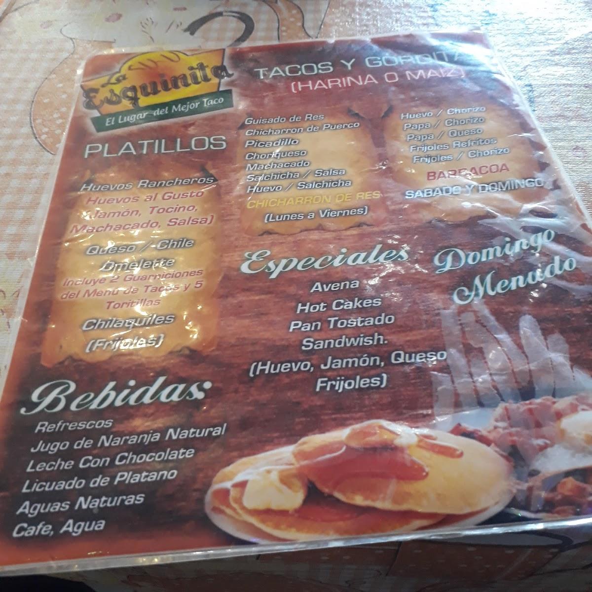 Menu at La esquinita, Piedras Negras, Laredo 2