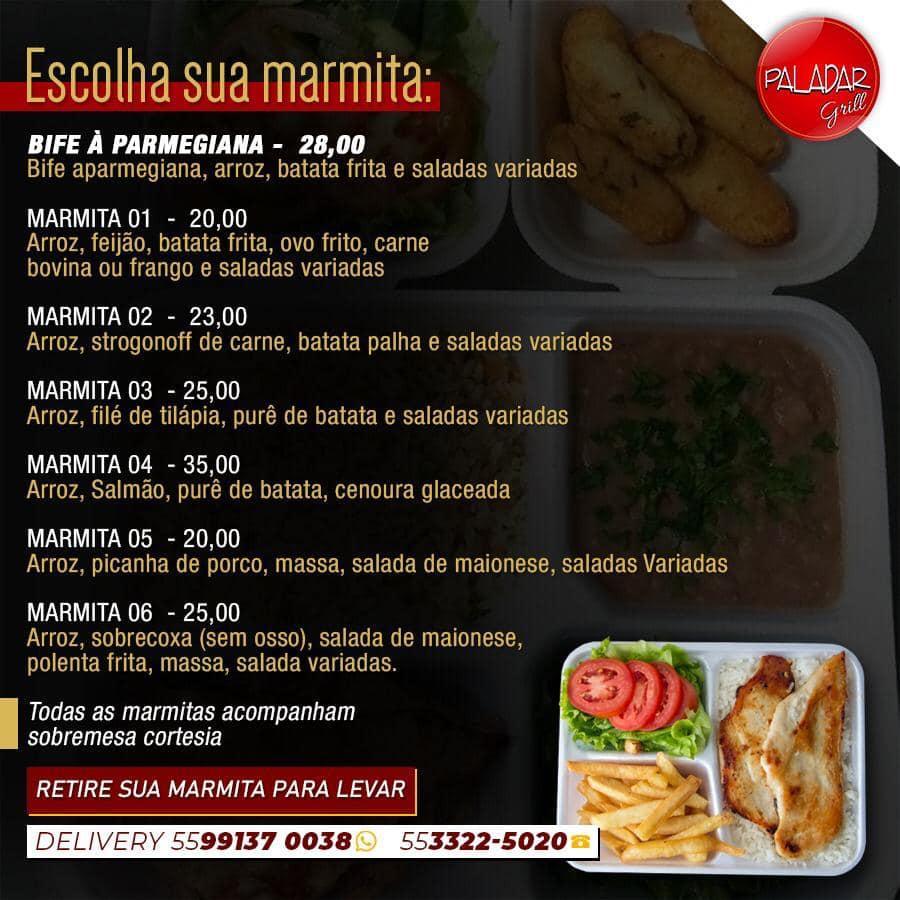 Menu Em Restaurante Paladar Cruz Alta