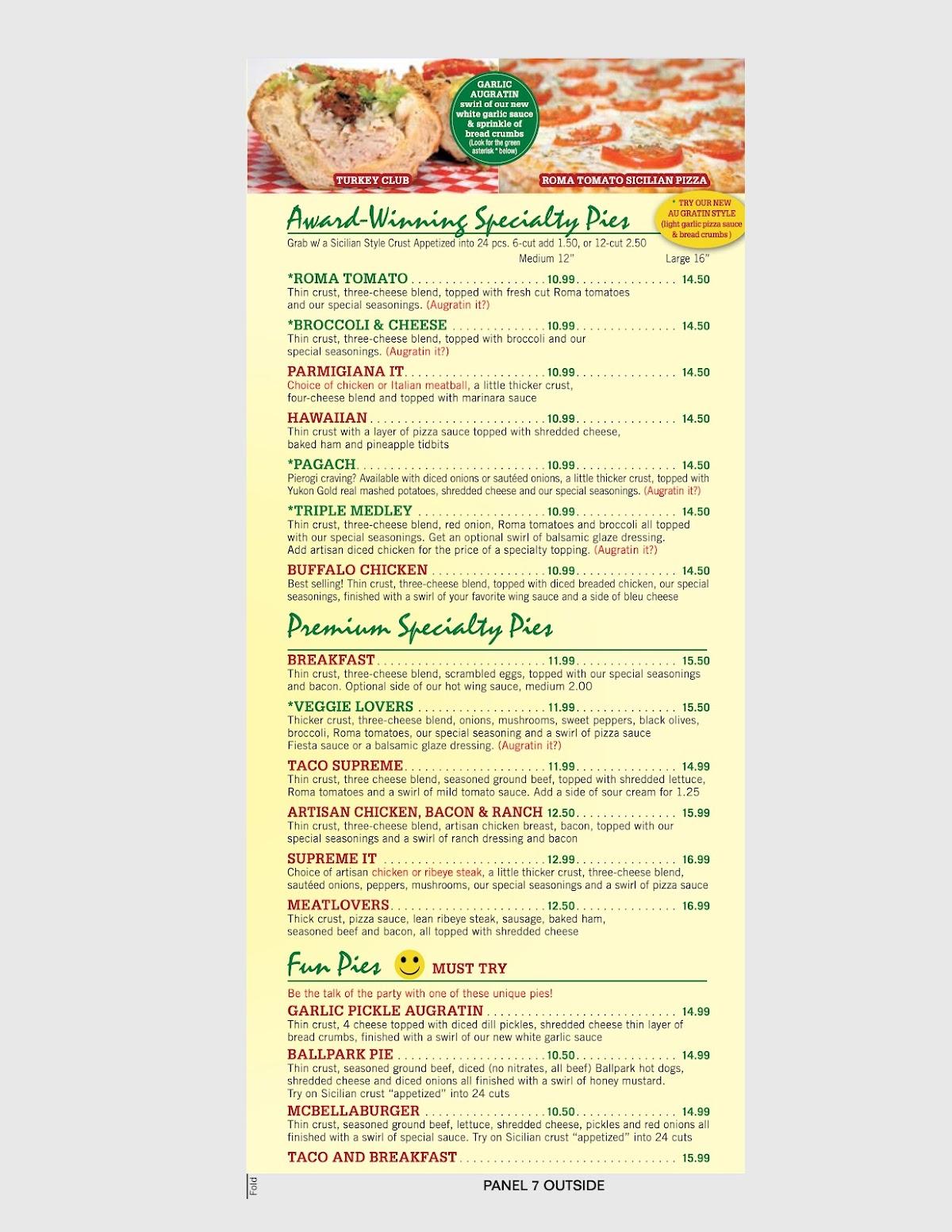 Menu at Pizza Bella Forty Fort pizzeria, Kingston, 980 Wyoming Ave