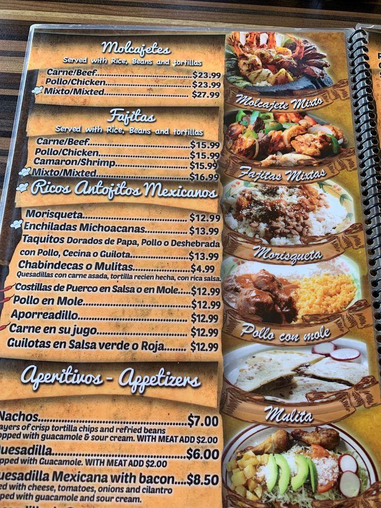 Carta del restaurante Cielito Lindo, Riverside