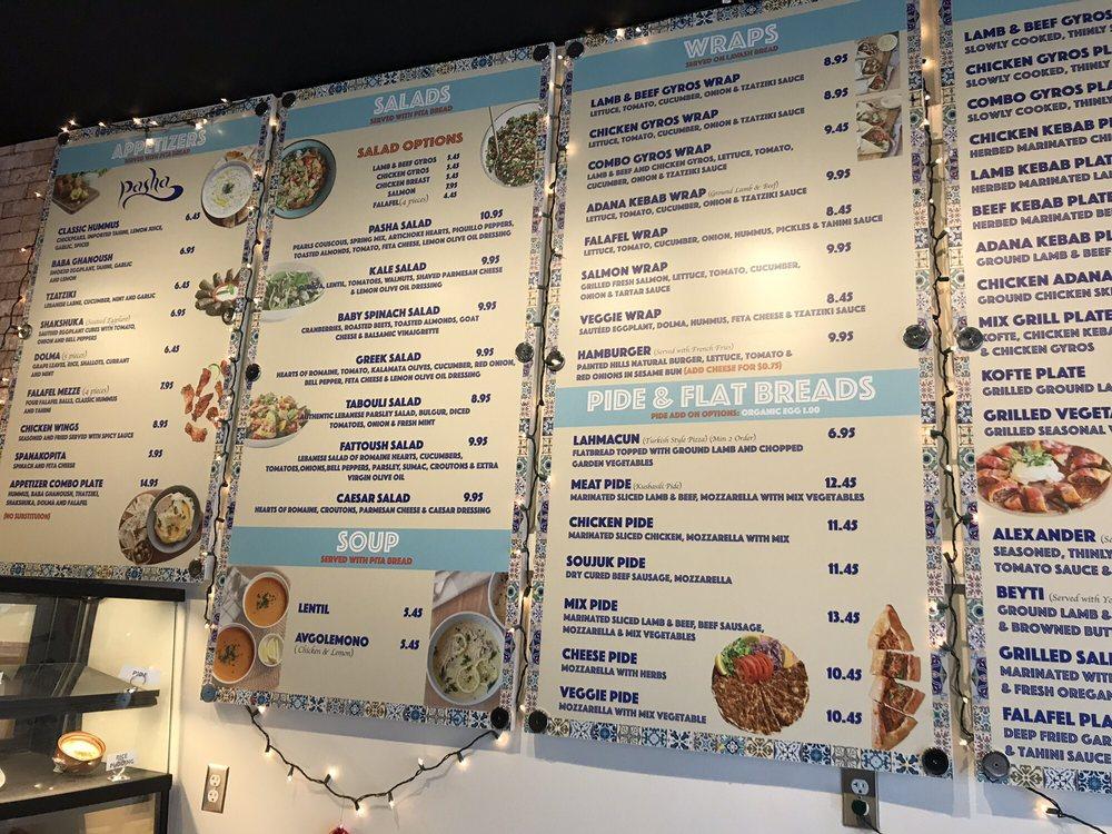 Menu at Pasha Mediterranean & Hookah Lounge pub & bar, Redwood City