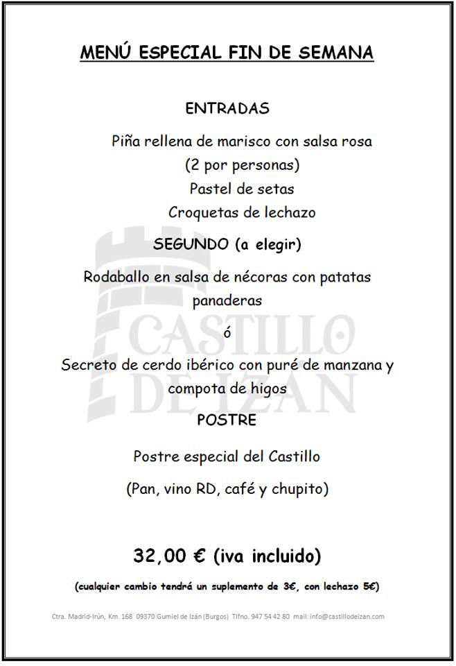 Menu At Restaurante Castillo De Iz N Gumiel De Iz N