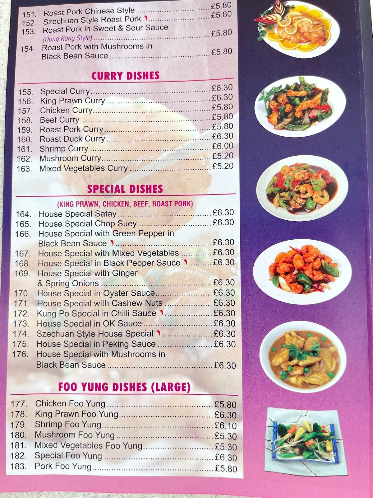 Southern Palace Chinese Restaurant Takeaway Menu