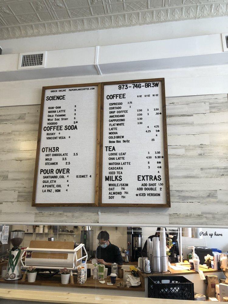 Menu at Paper Plane Coffee Co. restaurant, Montclair