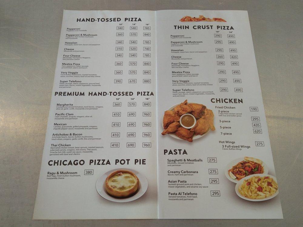 Menu at Pizza Telefono pizzeria, Makati