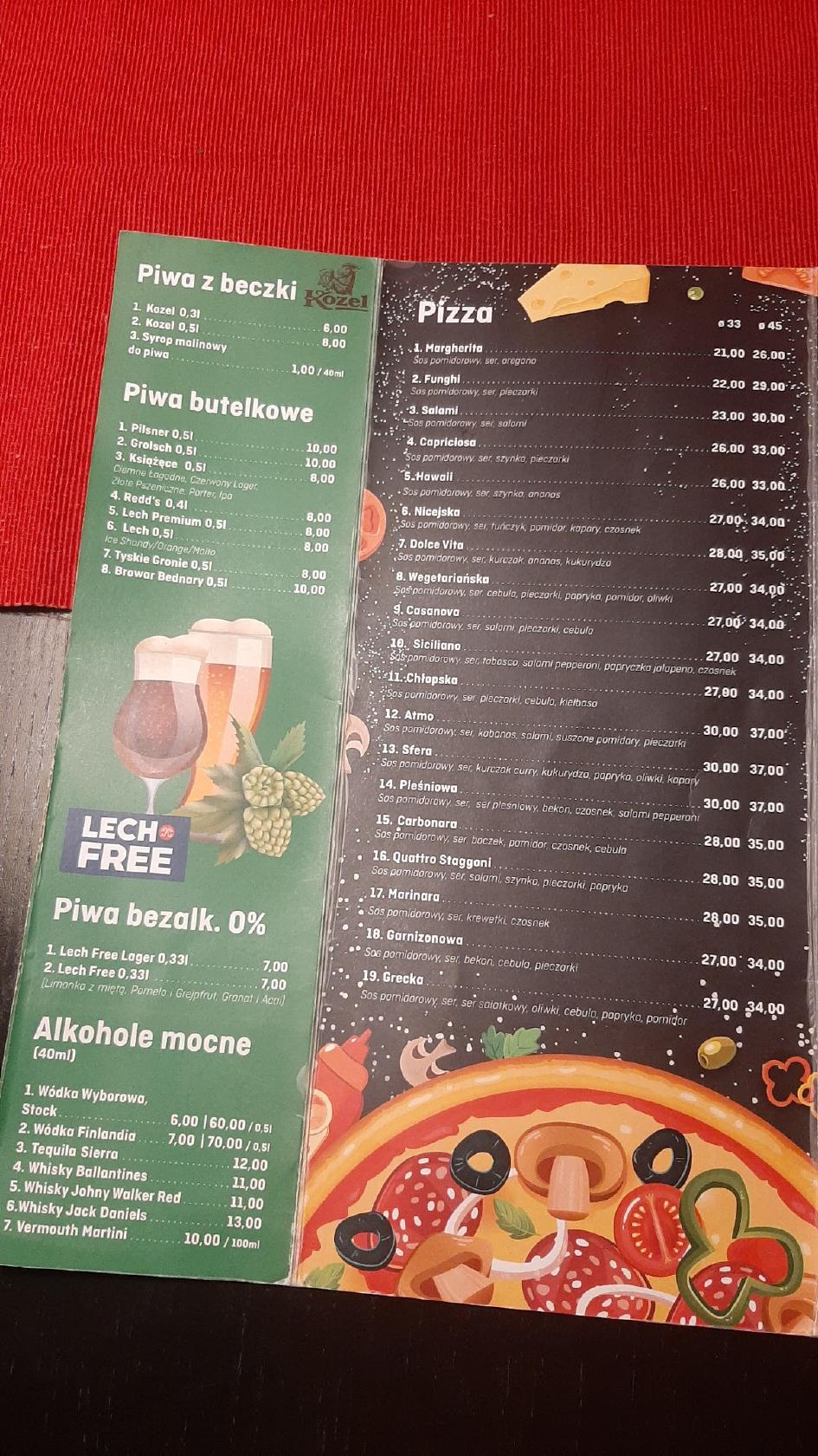Menu at Pizzeria Atmosfera Skierniewice, Skierniewice
