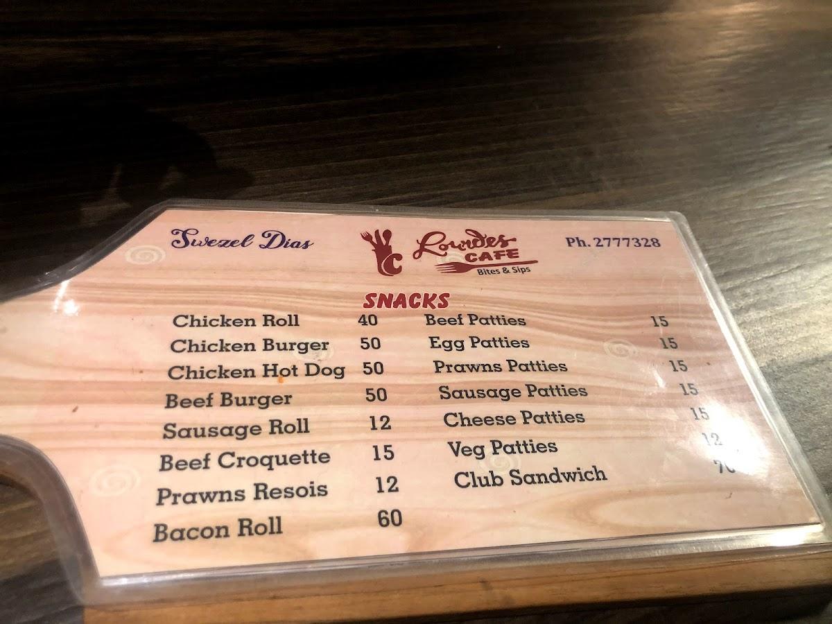 Lourdes Cafe menu