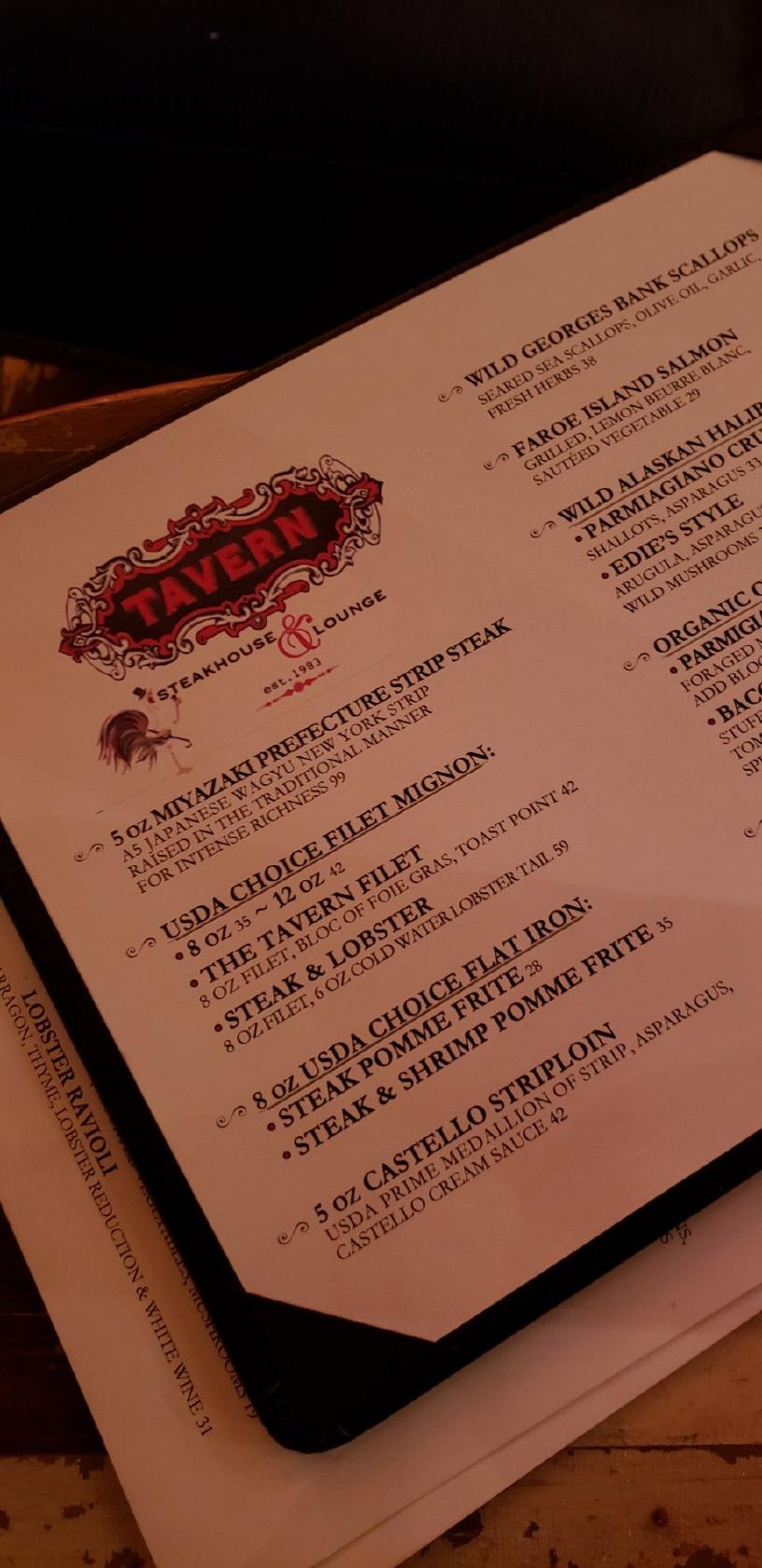 Menu At Tavern Steakhouse Libertyville Libertyville