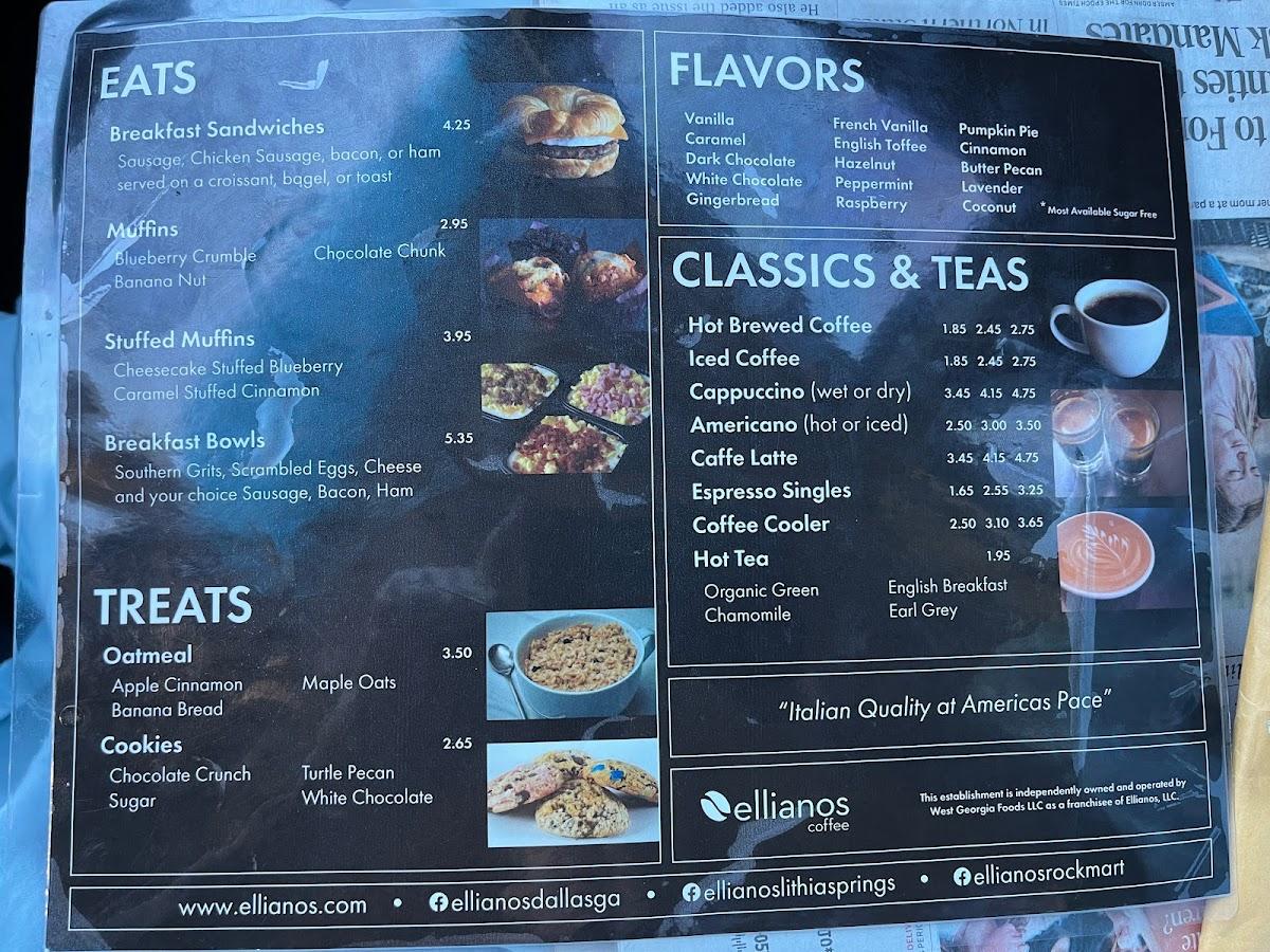 Menu At Ellianos Coffee Co Rockmart 1359