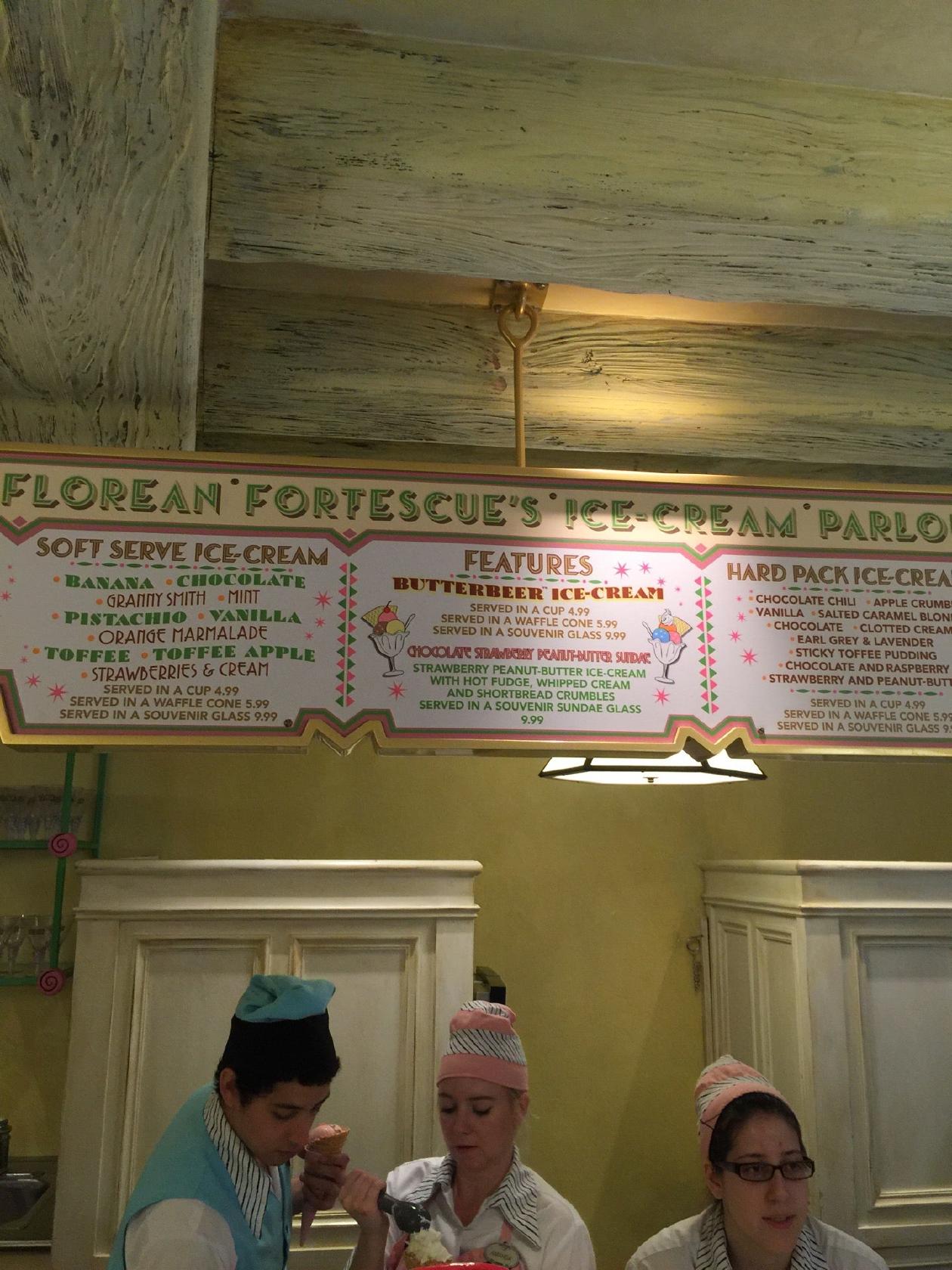 Menu at Butterbeer, Orlando