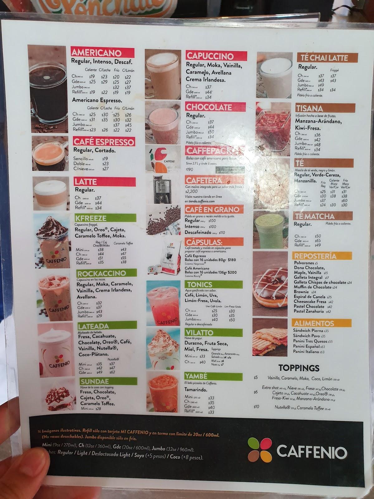 menu cafenio