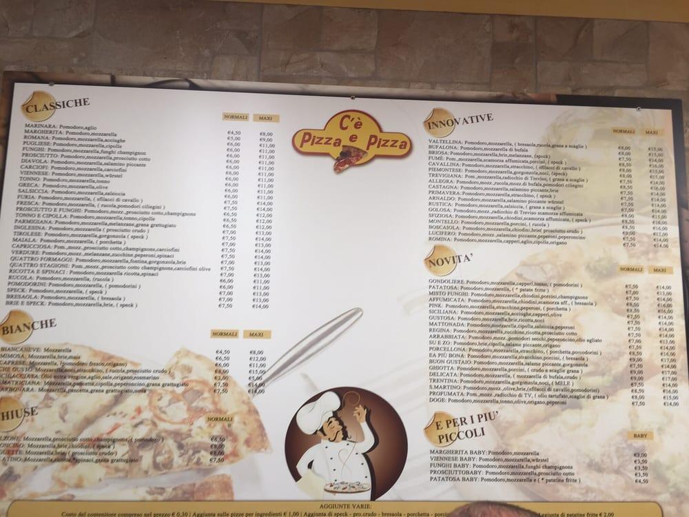 Carta de pizzería C'è Pizza e Pizza, Venecia