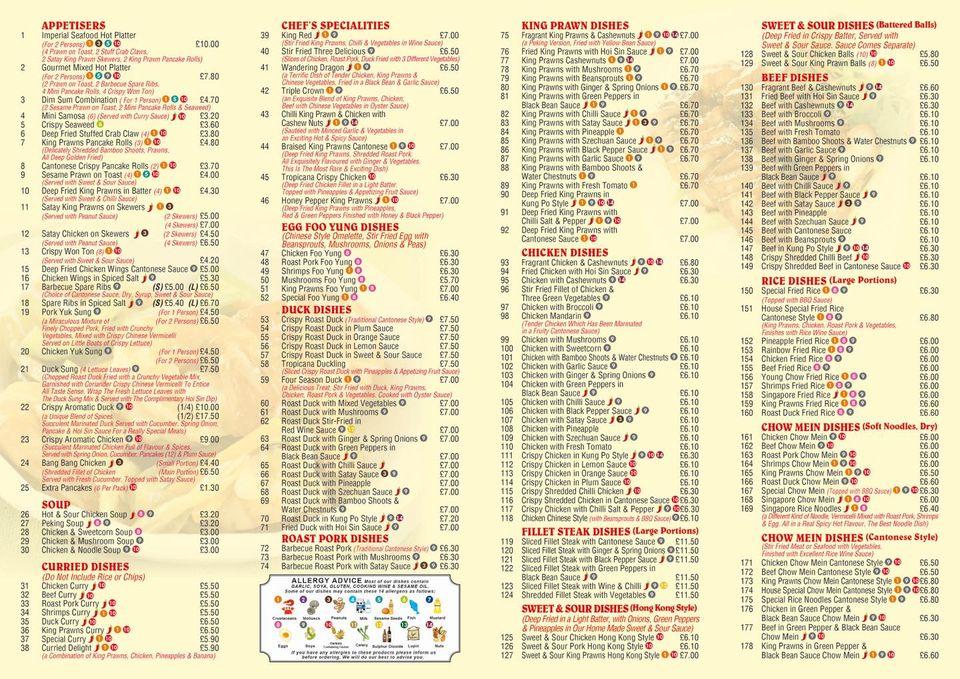Menu at Imperial Chef fast food, BartonunderNeedwood