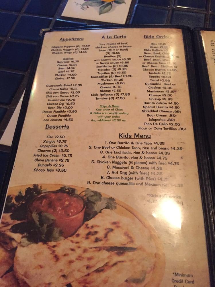 Menu at La Bamba Mexican Restaurant, Richmond, 19 N 18th St