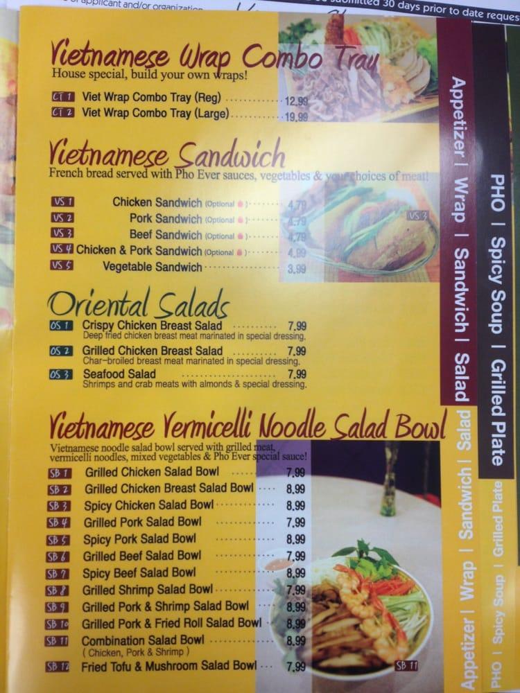 Menu at Pho Ever & Wok restaurant, Puyallup, Canyon Rd E Ste 47