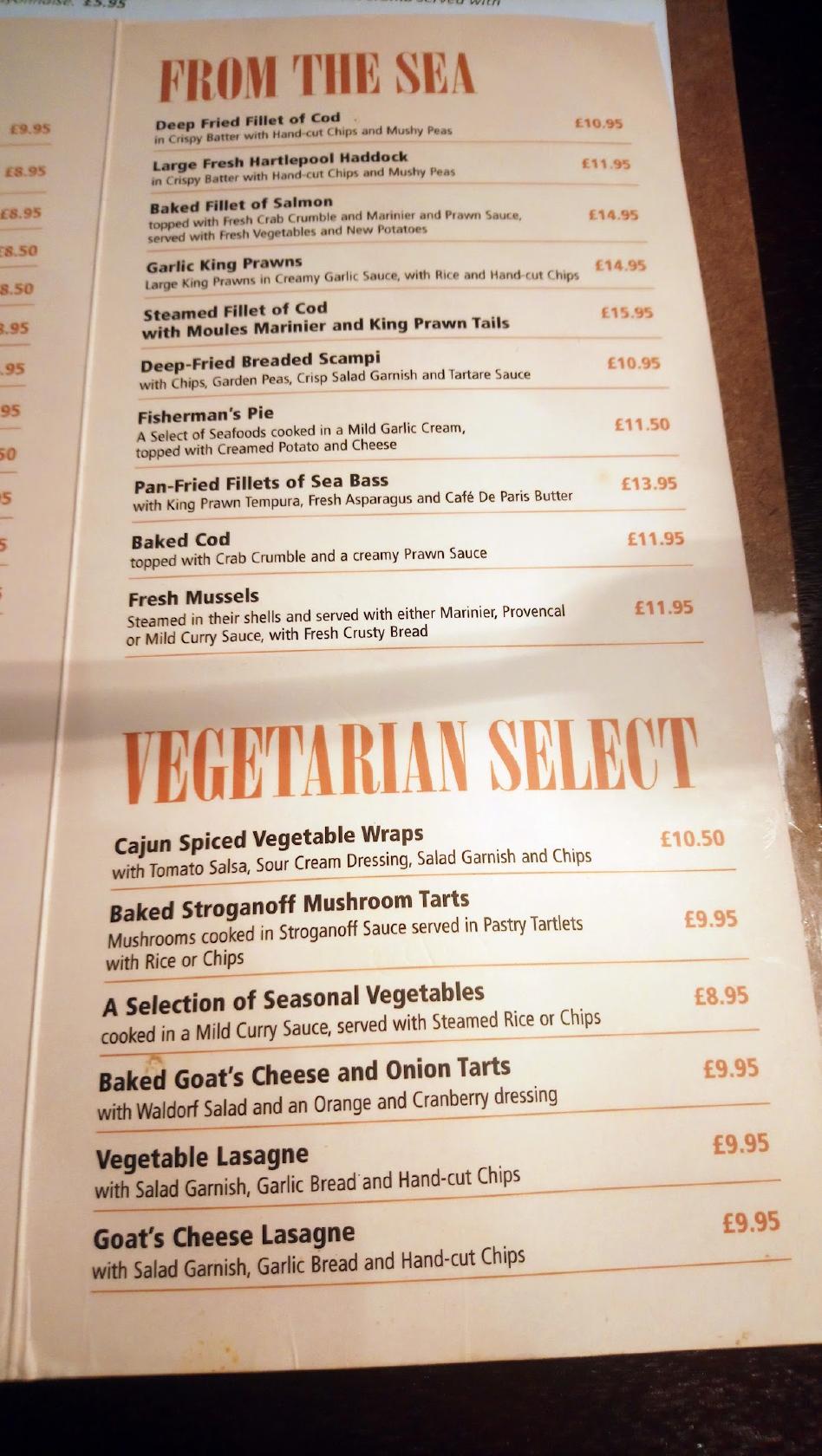 Menu at The Village Inn pub & bar, Spennymoor