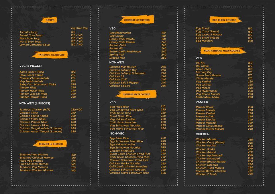 The Urban Kadhai menu