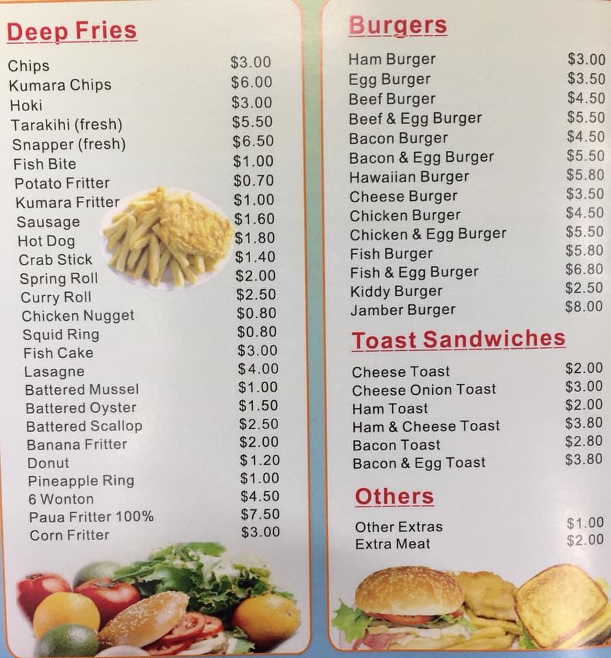 Menu at Avalon Noodle & Fastfood restaurant, Hamilton