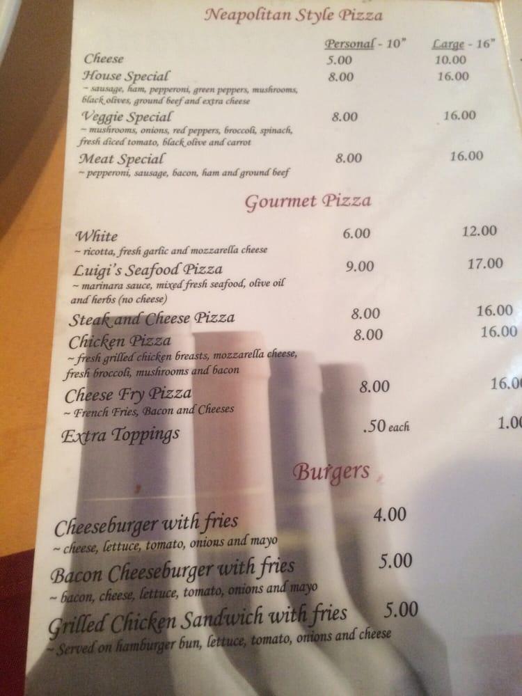 Menu at Luigi's Italian Restaurant, Culpeper