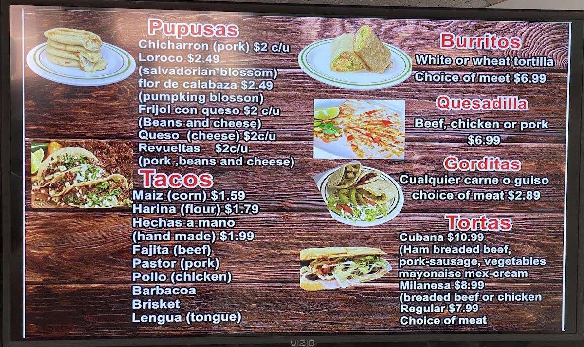 Menu at Mama Vicky's Pupusas y Mas restaurant, Plano