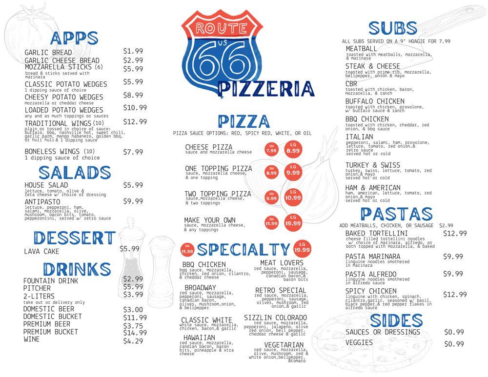 Menu At Route 66 Pizza Pizzeria Needles   R87f ROUTE 66 PIZZERIA Menu 