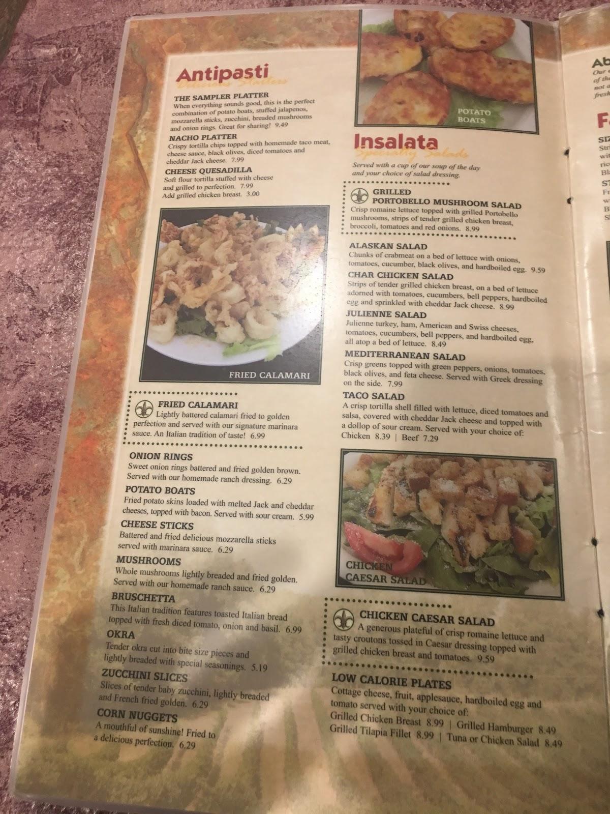 Menu at Tuscany Grill restaurant, Robinson