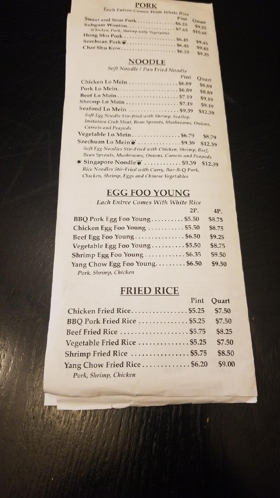 Menu at Hang Dragon Restaurant, New Baltimore