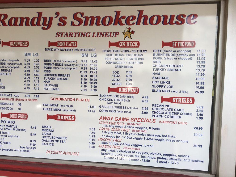Menu at Randy's Smokehouse & BBQ, New Boston