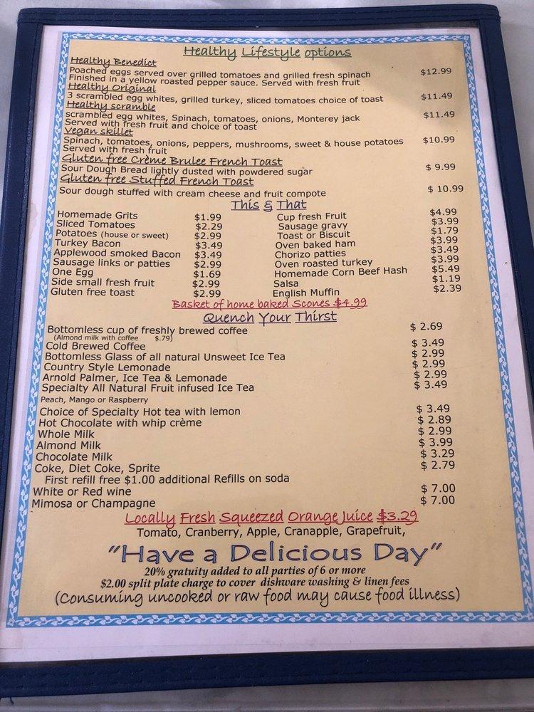 Menu at The Breakfast House restaurant, Sarasota