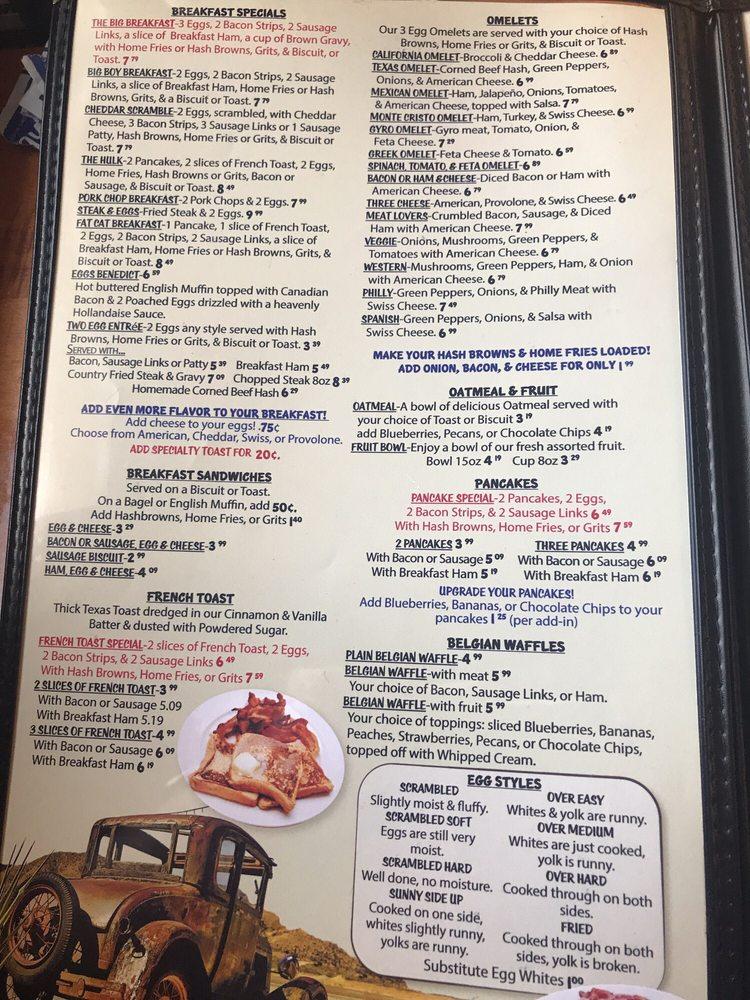Menu at Cozy Oaks Restaurant, Lakeland