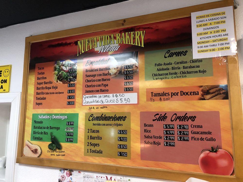 Carta de Nueva Vida Bakery, Nampa