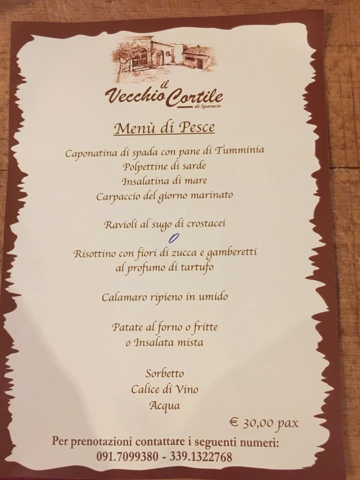 Menu Da Il Vecchio Cortile Pizzeria Palermo Via Antonio Veneziano