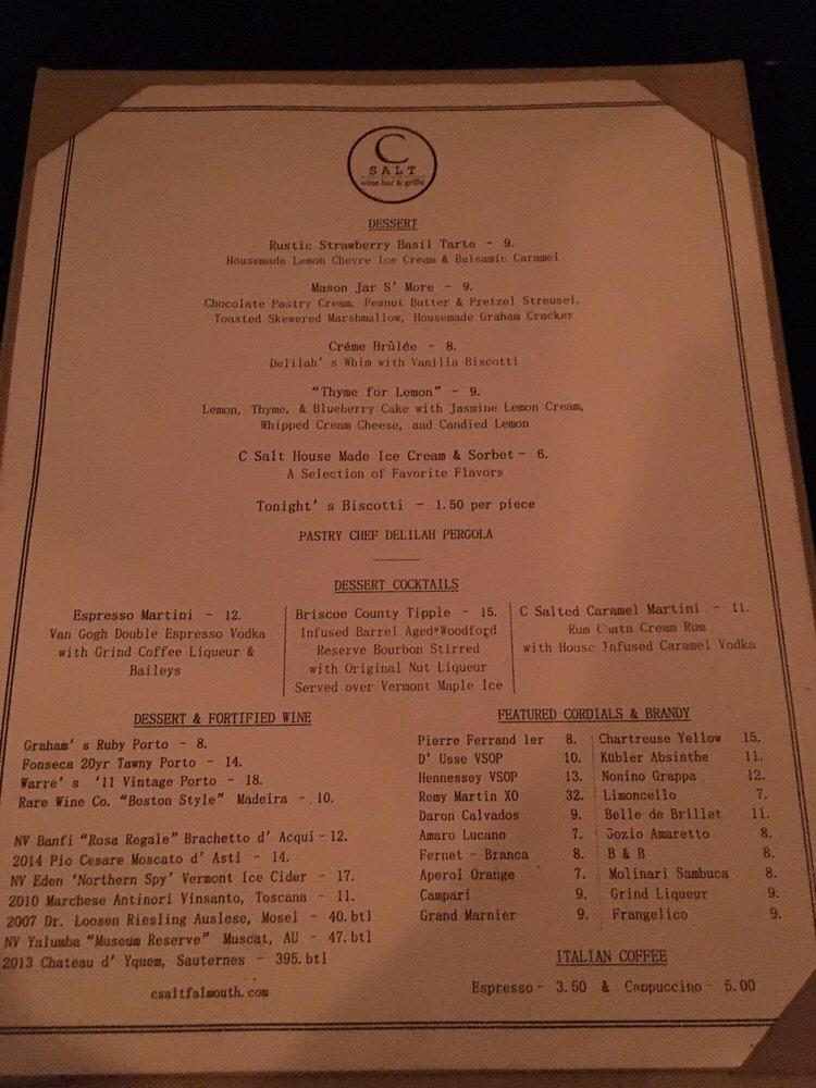 Menu at C Salt Wine Bar & Grille, Falmouth