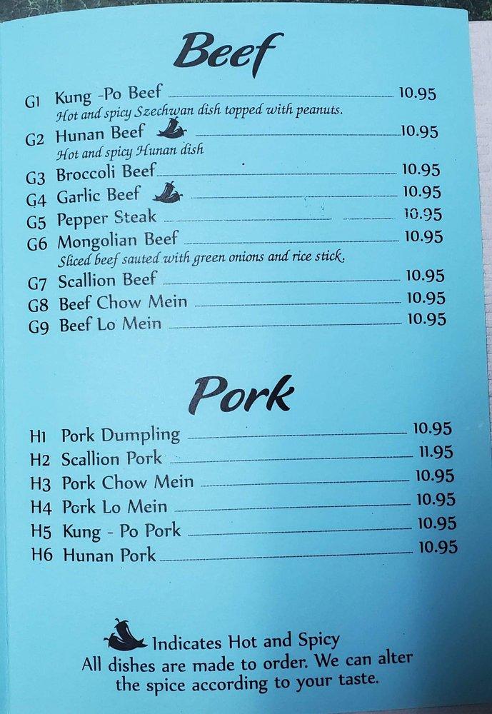 Menu at Peking Garden restaurant, Larned