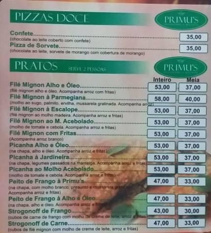 Pizzaria Primos cardápio