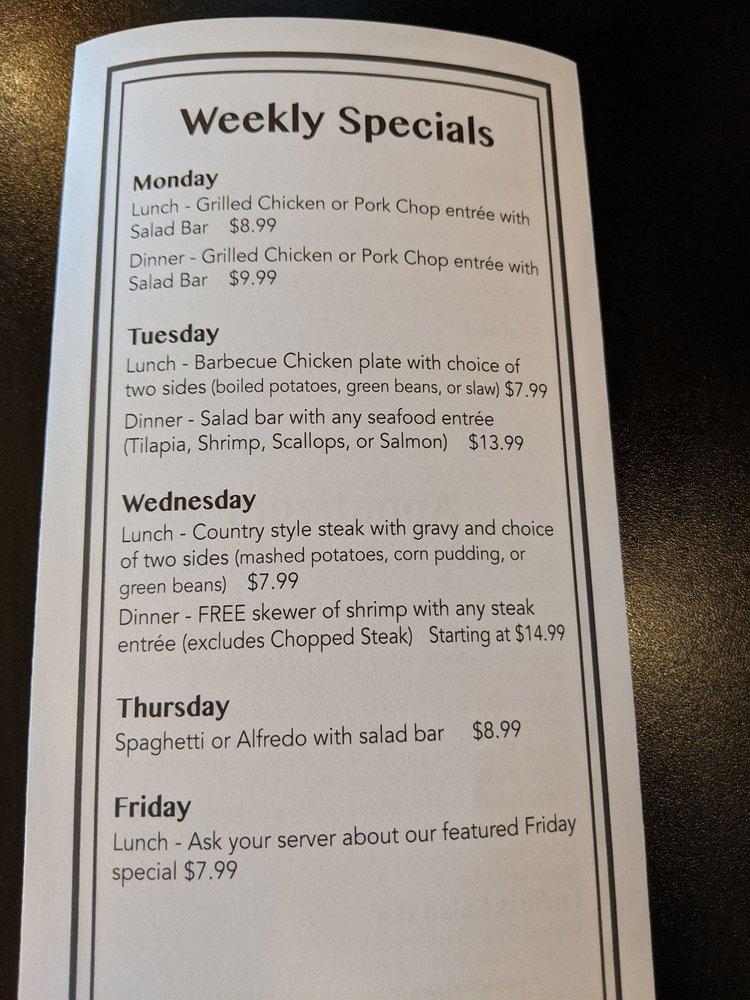 Menu at Johnny Bull's Steakhouse, Louisburg