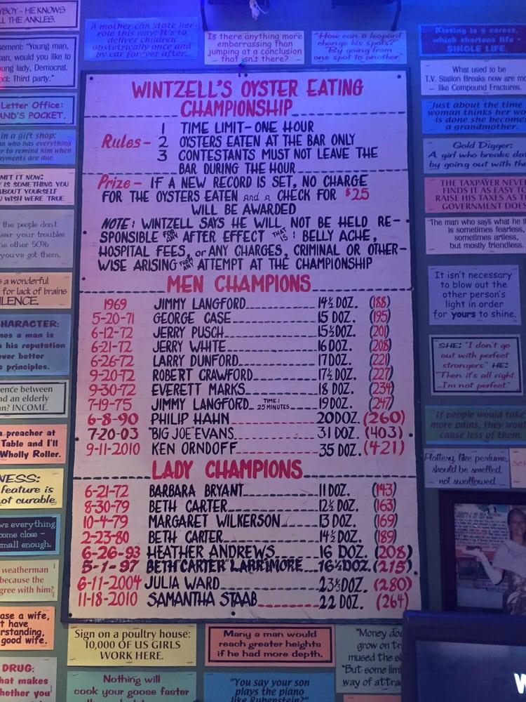 Carta del restaurante Wintzell's Oyster House, Montgomery, 105 Commerce St