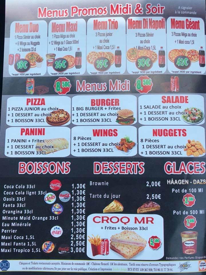 Menu at Andiamo Pizza restaurant, O Barco de Valdeorras