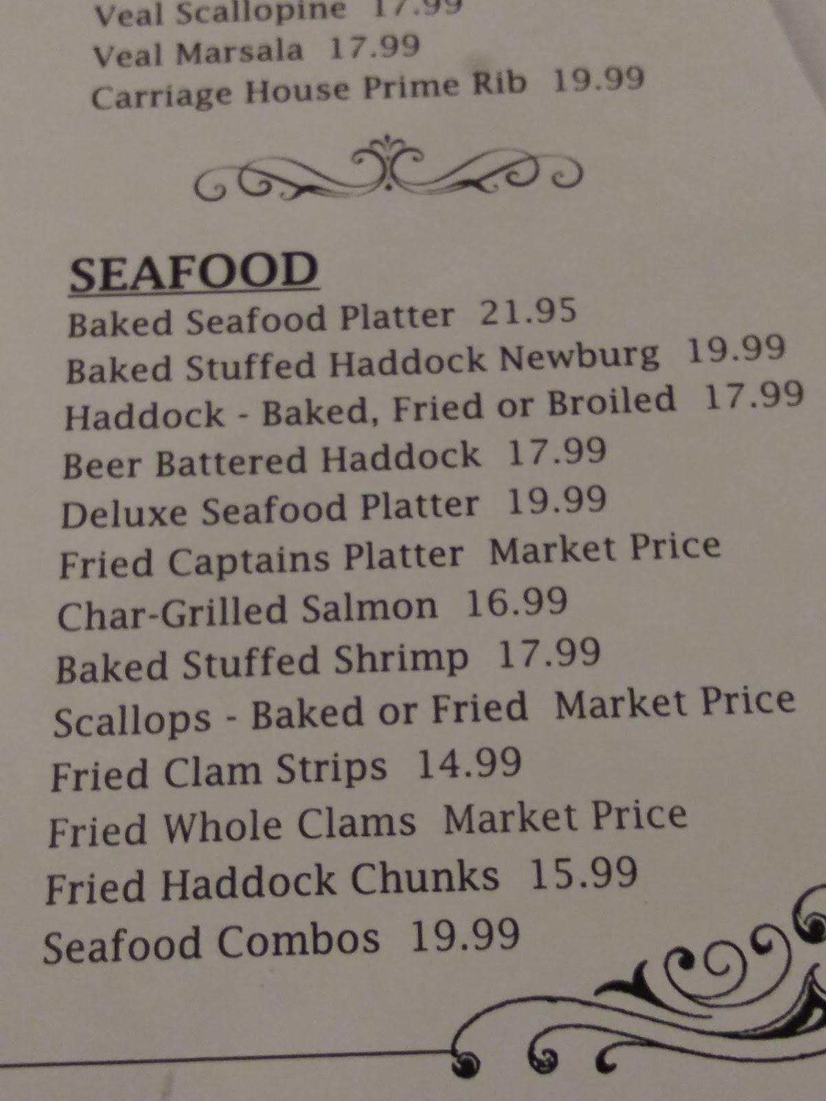 Menu at Carriage House Restaurant, Winchendon, 660 Spring St
