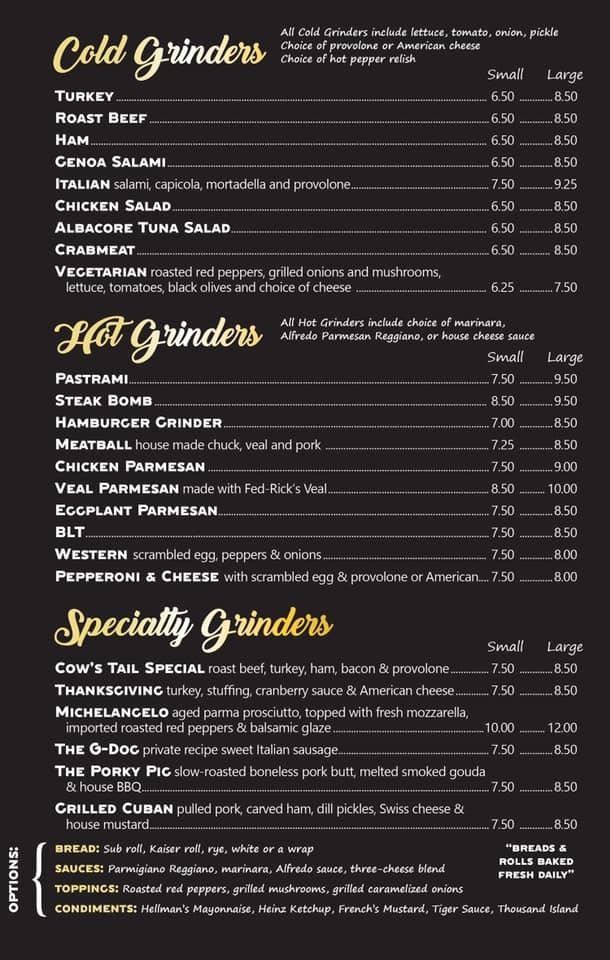 Menu at Cow's Tail Restaurant and Creamery, Burrillville