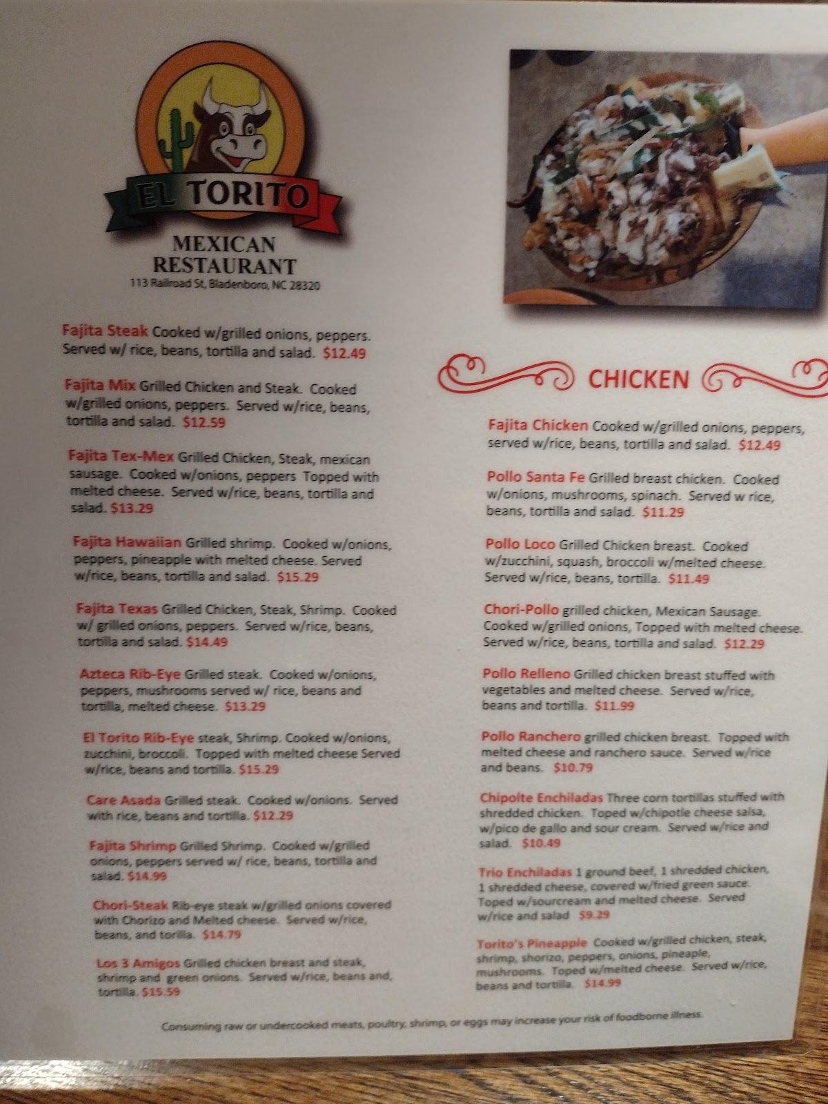 Menu at El Torito Restaurant of Bladenboro, Bladenboro
