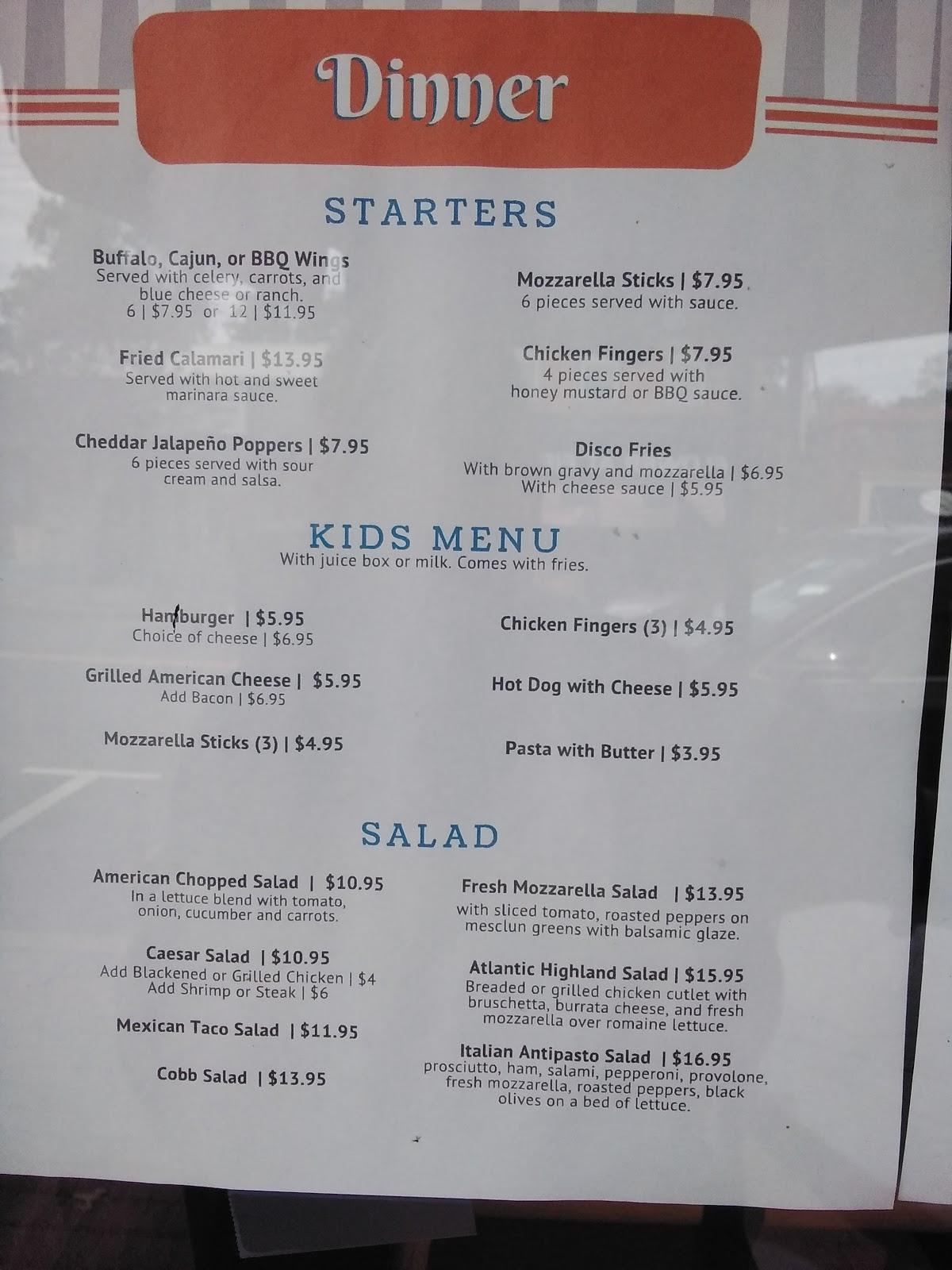 Menu at Towne Diner restaurant, Atlantic Highlands