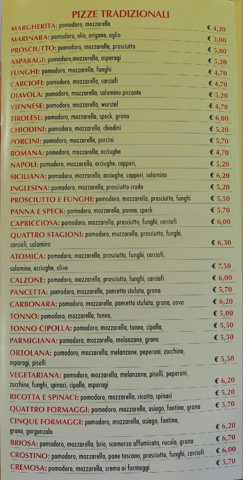 Menu at Pizzeria Peter Pan Di Sala Lorenzo, Villaganzerla, Via Don