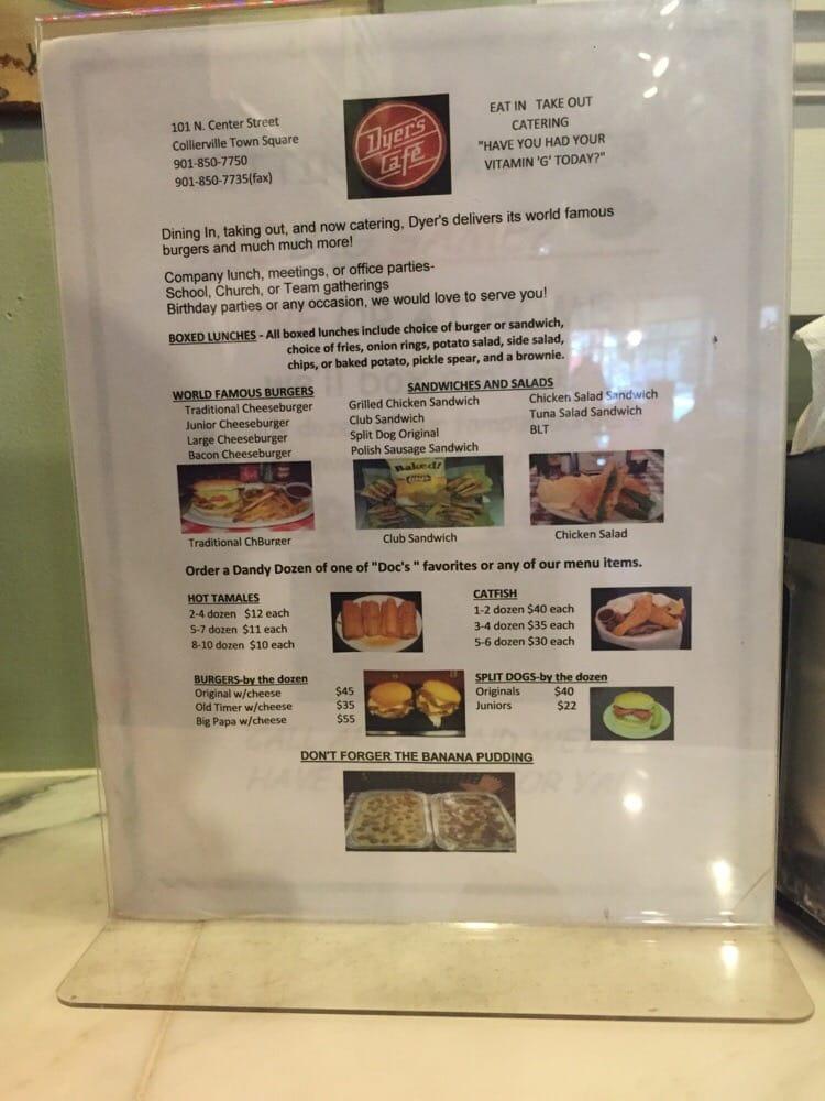 Menu at Dyer's Cafe, Collierville, 101 N Center St