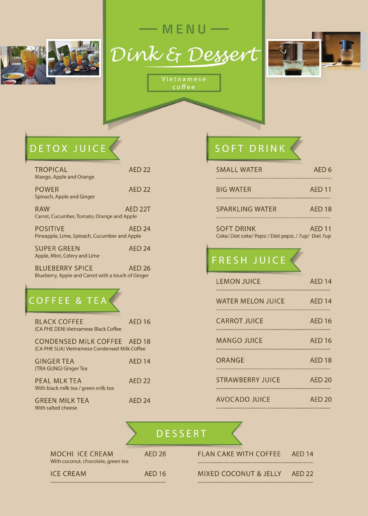 Menu at Vietnamese Snack Food Cafe Restaurant JLT Branch, Dubai