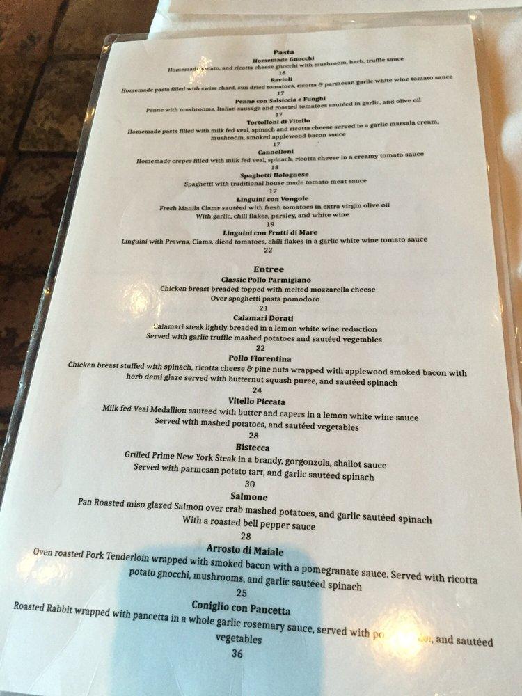 Menu at La Lanterna restaurant, San Mateo