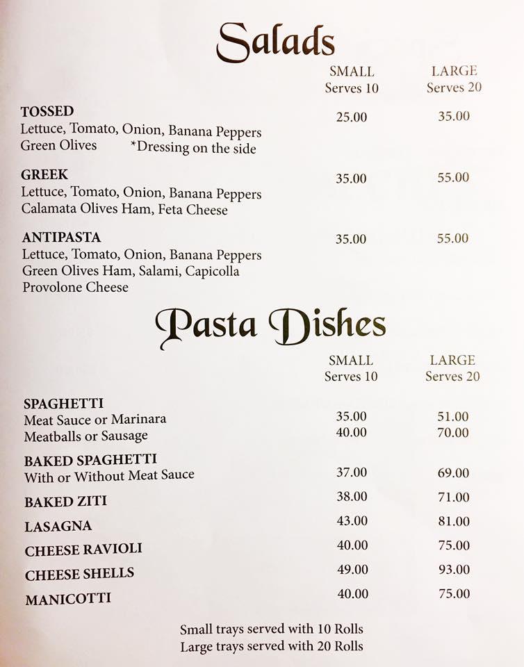 Menu at Vincent's Italian Restaurant, Mount Dora, N Orange Blossom Trail