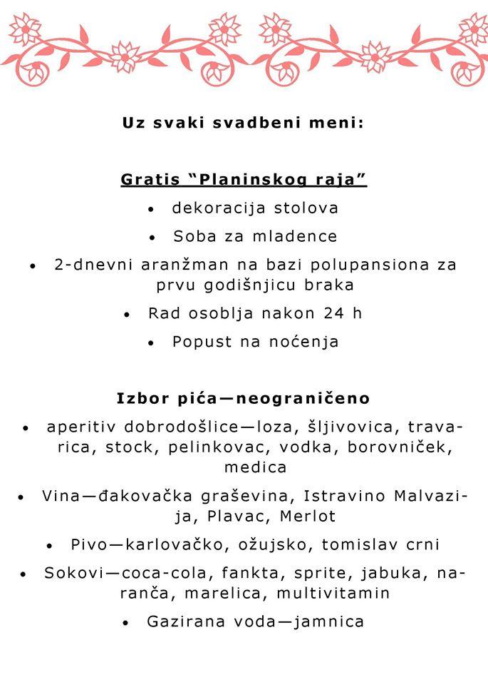 Menu di Pansion Planinski Raj 