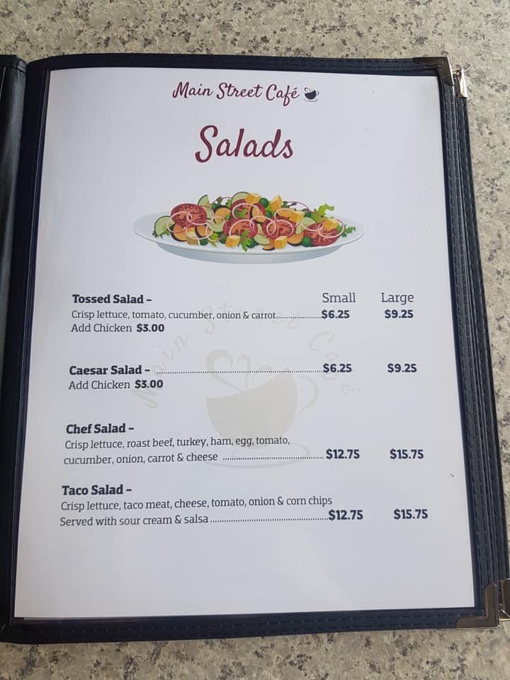 Menu at Main Street Café & Lounge, Foremost